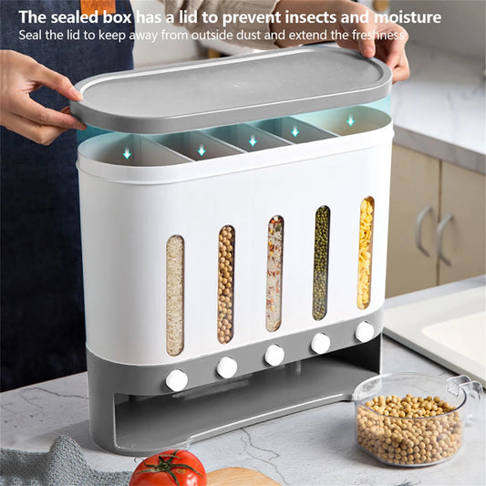 Cereal Dispenser Wall Mounted Grain Dispenser Storage 5 In 1